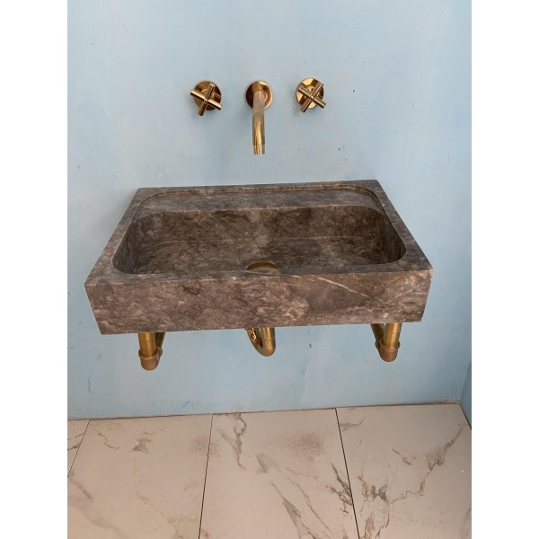 Gray Marble Sink, Farmhouse Sink, Hand Carved Sink