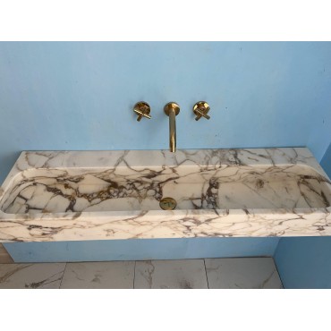 Large Calacatta Viola Marble Sink Hanmade Carved Marble Washbasin