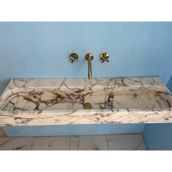 Large Calacatta Viola Marble Sink Hanmade Carved Marble Washbasin