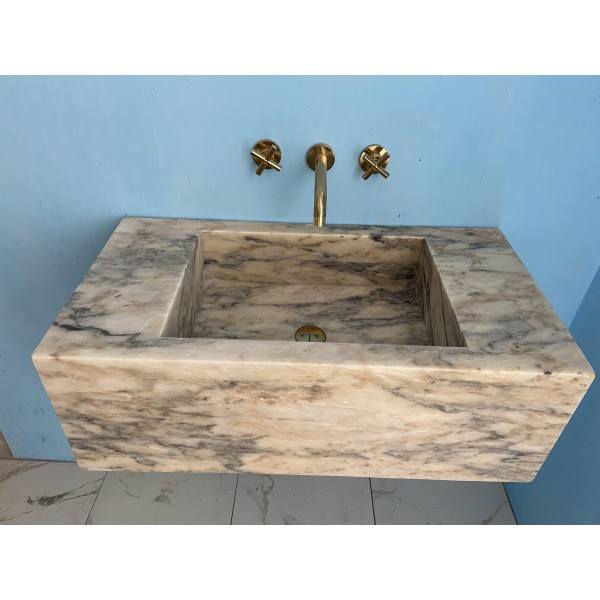 Marble Veined Sink Basin, Calacatta Violet Marble Sink