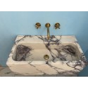 Purple Lilac Sink, Powder Room Marble Sink, Handmade Carved Washbasin