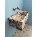 Purple Lilac Sink, Powder Room Marble Sink, Handmade Carved Washbasin