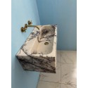Purple Lilac Sink, Powder Room Marble Sink, Handmade Carved Washbasin