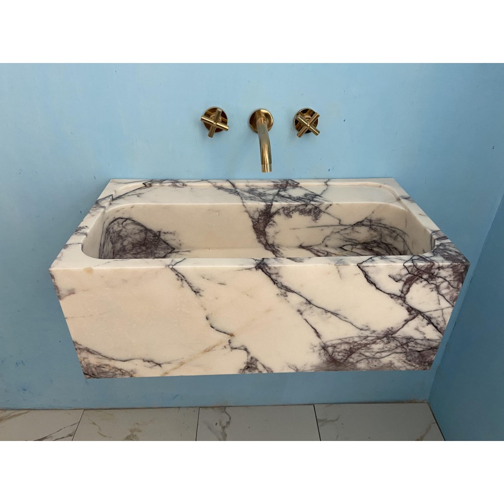 Purple Lilac Sink, Powder Room Marble Sink, Handmade Carved Washbasin