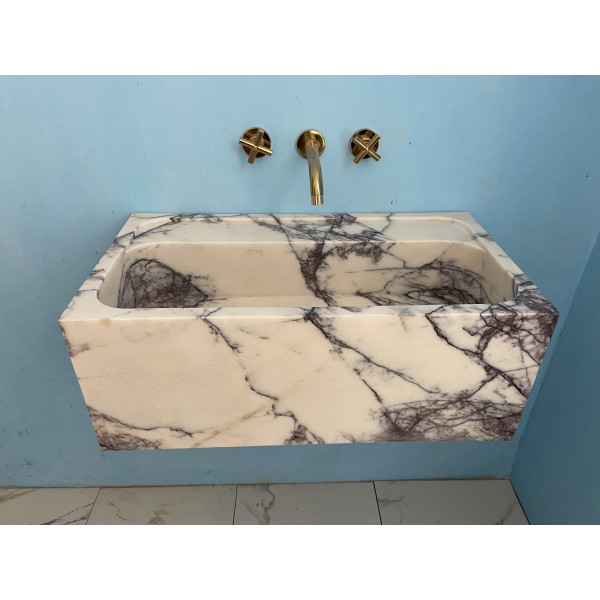 Purple Lilac Sink, Powder Room Marble Sink, Handmade Carved Washbasin