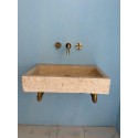 Rough Travertine Sink, Black Marble Sink