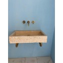 Rough Travertine Sink, Black Marble Sink