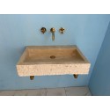 Rough Travertine Sink, Black Marble Sink