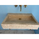Rough Travertine Sink, Black Marble Sink