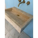 Rough Travertine Sink, Black Marble Sink