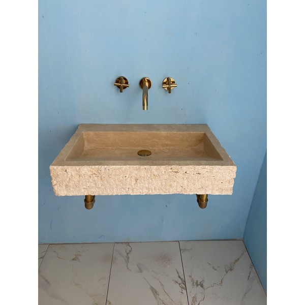 Rough Travertine Sink, Black Marble Sink