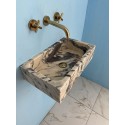 Small Marble Sink, Gray Veined Marble Sink