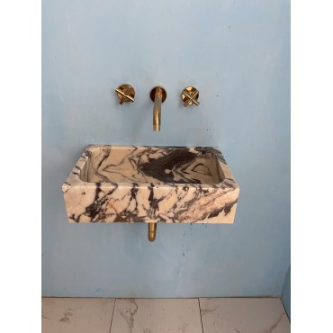 Small Marble Sink, Gray Veined Marble Sink