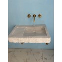 White Marble Sink Basin, Wall Mount Marble Sink