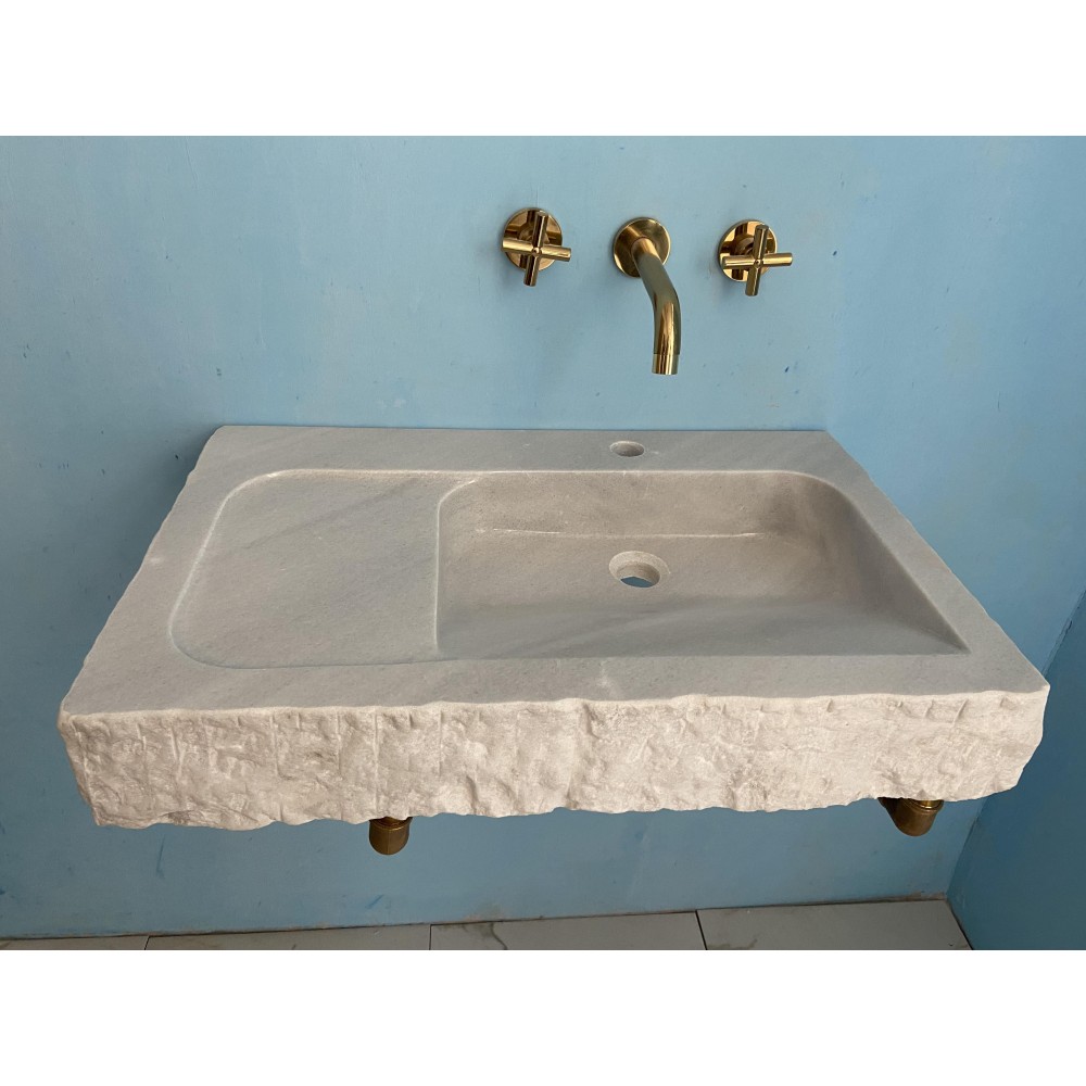 White Marble Sink Basin, Wall Mount Marble Sink