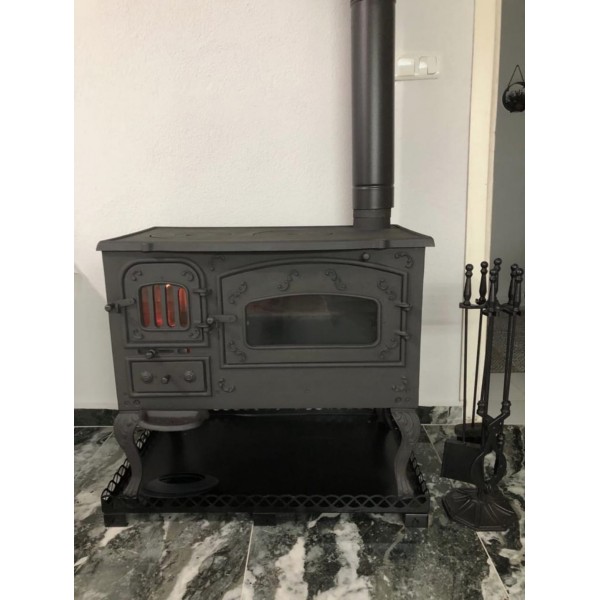 Wood Burning Cast Iron Fireplace With Oven, Handmade Oven
