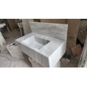 White Marble Sink With Top Holes, Wall Mounted Marble Sink